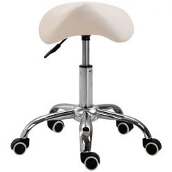 Tabouret à roulettes moderne HomCom en similicuir crème -HOMCOM Soldes 2022 330936521 AlternateImage3 l