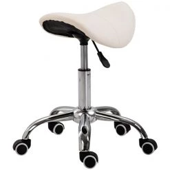 Tabouret à roulettes moderne HomCom en similicuir crème -HOMCOM Soldes 2022 330936521 AlternateImage4 l