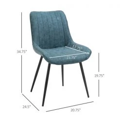Chaise d'appoint contemporaine par HomCom rembourrée en similicuir bleu avec cadre en métal, ensemble de 2 -HOMCOM Soldes 2022 330936525 AlternateImage2 l