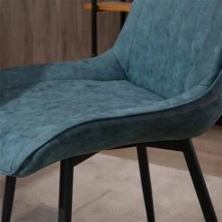 Chaise d'appoint contemporaine par HomCom rembourrée en similicuir bleu avec cadre en métal, ensemble de 2 -HOMCOM Soldes 2022 330936525 AlternateImage4 l