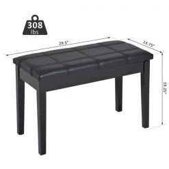 Banc de piano moderne HomCom noir pour 2 personnes avec rangement -HOMCOM Soldes 2022 330936527 AlternateImage2 l