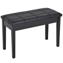 Banc de piano moderne HomCom noir pour 2 personnes avec rangement
