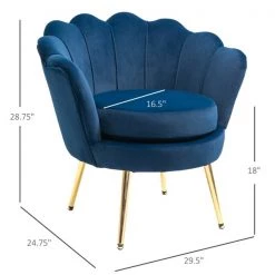 Fauteuil d'appoint éclectique HomCom en velours bleu 7 Fauteuil d'appoint éclectique HomCom en velours bleu -HOMCOM Soldes 2022 330936535 AlternateImage2 l