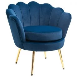 Fauteuil d'appoint éclectique HomCom en velours bleu
