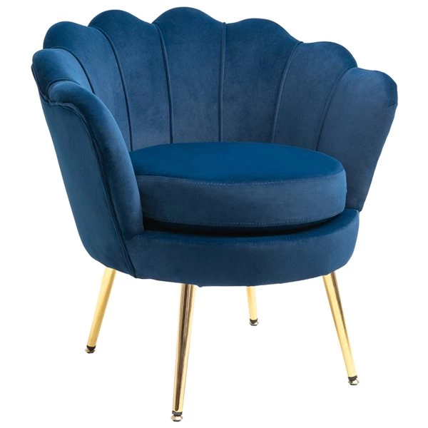 Fauteuil d'appoint éclectique HomCom en velours bleu 1 Fauteuil d'appoint éclectique HomCom en velours bleu