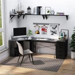 Bureau d'écriture moderne et contemporain HomCom noir de 47,24 po -HOMCOM Soldes 2022 330936540 AlternateImage4 l