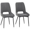 Chaise d'appoint contemporaine rembourrée en polyester gris par HomCom avec cadre en métal, ensemble de 2