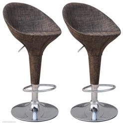Tabourets de bar pivotants bruns Homcom en rotin avec repose-pieds, ensemble de 2