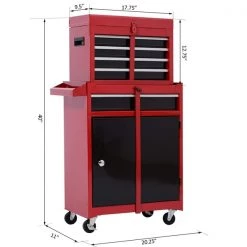 Armoire à outils 2-en-1 rouge à 5 tiroirs Homcom de 40 po x 20 1/4 po avec roulettes -HOMCOM Soldes 2022 330936560 AlternateImage2 l