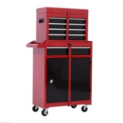 Armoire à outils 2-en-1 rouge à 5 tiroirs Homcom de 40 po x 20 1/4 po avec roulettes
