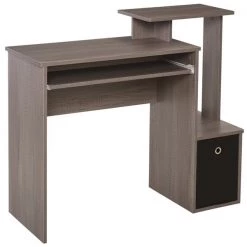 Bureau d'ordinateur moderne et contemporain HomCom gris de 39,37 po