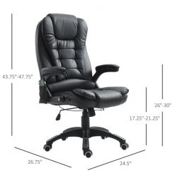 Chaise de bureau ergonomique contemporaine HomCom noire pivotante à hauteur réglable avec fonction de massage -HOMCOM Soldes 2022 330936588 AlternateImage2 l