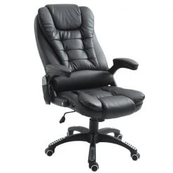 Chaise de bureau ergonomique contemporaine HomCom noire pivotante à hauteur réglable avec fonction de massage