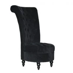 Fauteuil d'appoint à dossier haut rétro HomCom en velours noir