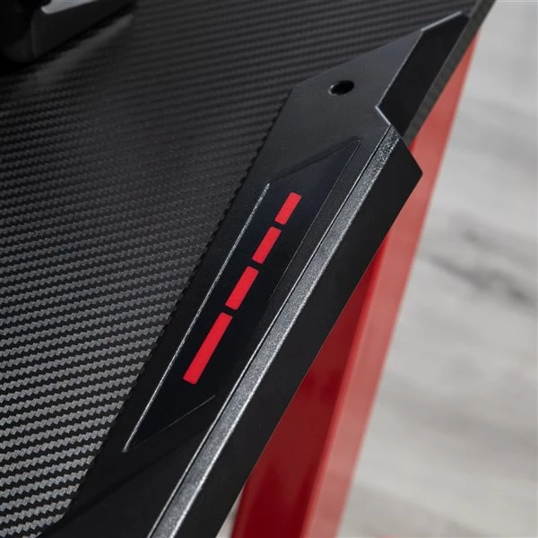 Bureau d'ordinateur moderne et contemporain HomCom noir et rouge de 48,03 po 5 Bureau d'ordinateur moderne et contemporain HomCom noir et rouge de 48,03 po – Image 5