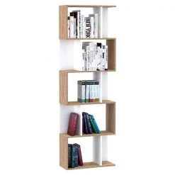 Bibliothèque en bois blanc par HomCom à 5 tablettes -HOMCOM Soldes 2022 330936609 AlternateImage3 l