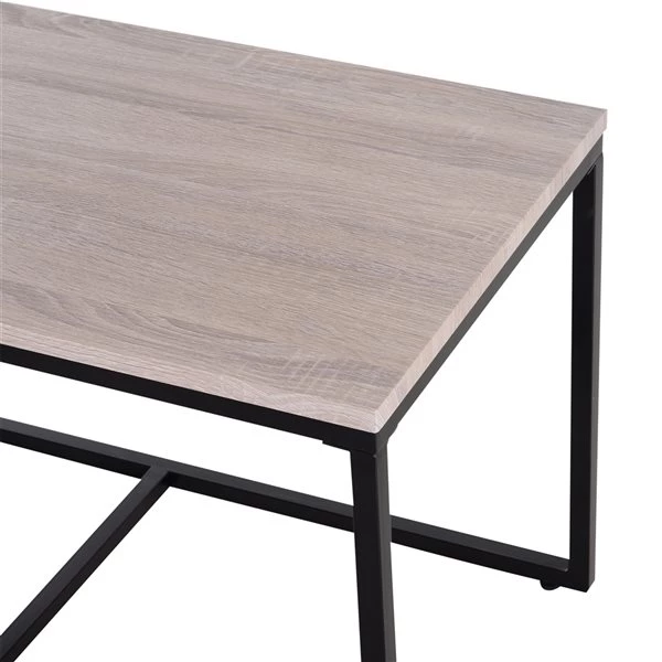 Table d'appoint par HomCom noir et grain de bois naturel, ensemble de 3 4 Table d'appoint par HomCom noir et grain de bois naturel, ensemble de 3 – Image 4