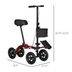 Déambulateur repose-genou pliant HomCom rouge et noir avec assise -HOMCOM Soldes 2022 330948313 AlternateImage2 l