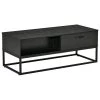 Table d'appoint Homcom avec cadre en acier et plateau en panneaux de particules, rangement inclus, noir