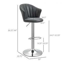 Tabouret de bar à hauteur ajustable Homcom rembourré pivotant avec dossier coquillage, noir, lot de 2 -HOMCOM Soldes 2022 330948319 AlternateImage2 l