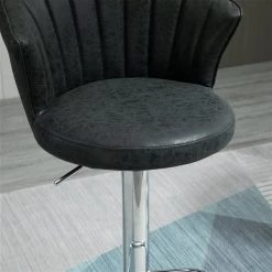 Tabouret de bar à hauteur ajustable Homcom rembourré pivotant avec dossier coquillage, noir, lot de 2 -HOMCOM Soldes 2022 330948319 AlternateImage4 l