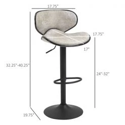 Tabouret à hauteur ajustable Homcom rembourré pivotant sans accoudoir en similicuir, gris, lot de 2 -HOMCOM Soldes 2022 330948321 AlternateImage2 l
