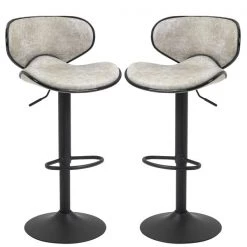 Tabouret à hauteur ajustable Homcom rembourré pivotant sans accoudoir en similicuir, gris, lot de 2