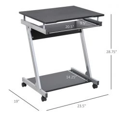 Poste de travail pour ordinateur Homcom de 23,5 po moderne avec plateau pour clavier et roulettes, argent/noir -HOMCOM Soldes 2022 330948324 AlternateImage2 l