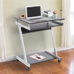 Poste de travail pour ordinateur Homcom de 23,5 po moderne avec plateau pour clavier et roulettes, argent/noir -HOMCOM Soldes 2022 330948324 AlternateImage3 l