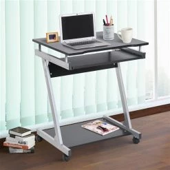 Poste de travail pour ordinateur Homcom de 23,5 po moderne avec plateau pour clavier et roulettes, argent/noir -HOMCOM Soldes 2022 330948324 AlternateImage4 l