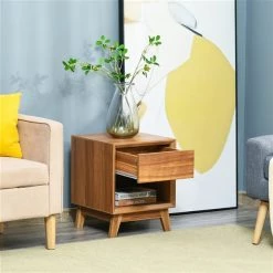 Table de chevet Homcom en MDF avec 1 tiroir et 1 tablette, noyer -HOMCOM Soldes 2022 330948325 AlternateImage3 l