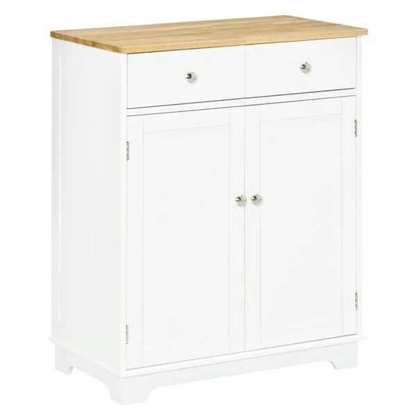 Buffet moderne Homcom en bois d'hévéa avec étagères ajustables, blanc 1 Buffet moderne Homcom en bois d'hévéa avec étagères ajustables, blanc