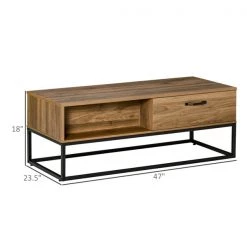 Table d'appoint Homcom avec cadre en acier et plateau en panneaux de particules, rangement inclus, brun 7 Table d'appoint Homcom avec cadre en acier et plateau en panneaux de particules, rangement inclus, brun -HOMCOM Soldes 2022 330948334 AlternateImage2 l