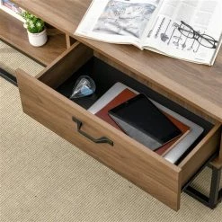 Table d'appoint Homcom avec cadre en acier et plateau en panneaux de particules, rangement inclus, brun 9 Table d'appoint Homcom avec cadre en acier et plateau en panneaux de particules, rangement inclus, brun -HOMCOM Soldes 2022 330948334 AlternateImage4 l