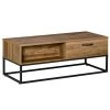Table d'appoint Homcom avec cadre en acier et plateau en panneaux de particules, rangement inclus, brun