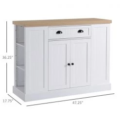 Îlot de cuisine HomCom avec base en bois blanc et dessus en bois (17,75 po x 47,25 po x 36,25 po) -HOMCOM Soldes 2022 330948338 AlternateImage2 l