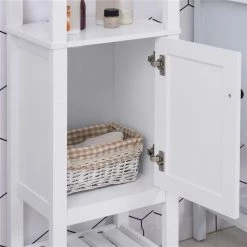 Armoire de salle de bains de coin autoportante Homcom en MDF de 15,75 po L x 64,5 po H x 11,75 po P, avec 4 tablettes, blanc -HOMCOM Soldes 2022 330948339 AlternateImage5 l