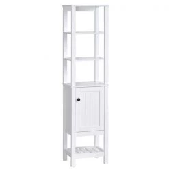 Armoire de salle de bains de coin autoportante Homcom en MDF de 15,75 po L x 64,5 po H x 11,75 po P, avec 4 tablettes, blanc