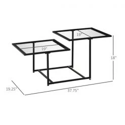 Table d'appoint Homcom avec cadre en métal noir et plateau double en verre trempé 7 Table d'appoint Homcom avec cadre en métal noir et plateau double en verre trempé -HOMCOM Soldes 2022 330948342 AlternateImage2 l