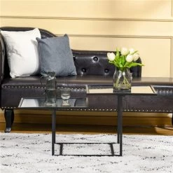 Table d'appoint Homcom avec cadre en métal noir et plateau double en verre trempé 8 Table d'appoint Homcom avec cadre en métal noir et plateau double en verre trempé -HOMCOM Soldes 2022 330948342 AlternateImage3 l