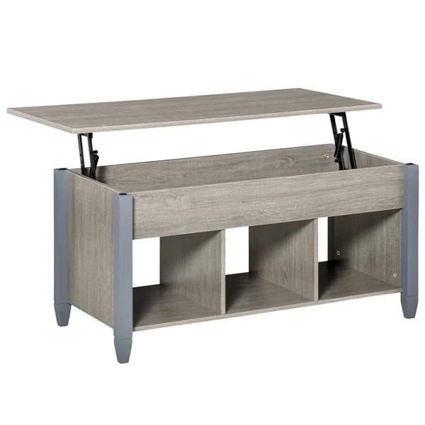 Table d'appoint Homcom en panneaux de particules avec plateau relevable et rangement dissimulé, gris 1 Table d'appoint Homcom en panneaux de particules avec plateau relevable et rangement dissimulé, gris