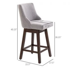 Tabouret de bar Homcom rembourré pivotant sans accoudoir avec bordure cloutée, gris clair, lot de 2 -HOMCOM Soldes 2022 330948354 AlternateImage2 l