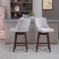 Tabouret de bar Homcom rembourré pivotant sans accoudoir avec bordure cloutée, gris clair, lot de 2 -HOMCOM Soldes 2022 330948354 AlternateImage4 l