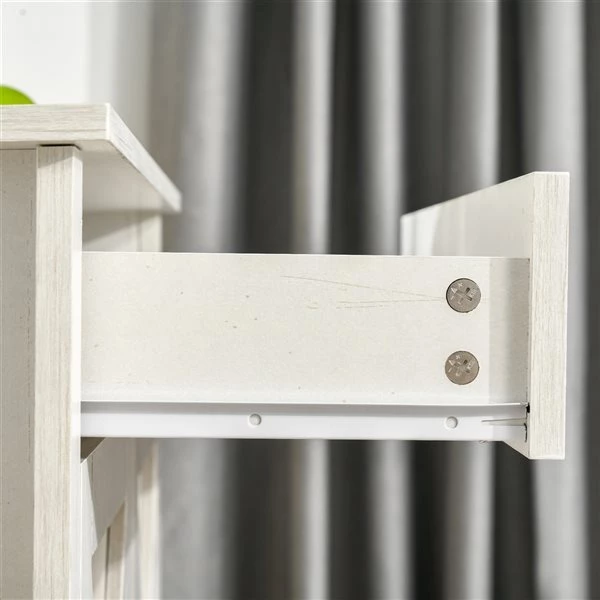 Buffet avec portes de grange Homcom campagnard en MDF, blanc vieilli 4 Buffet avec portes de grange Homcom campagnard en MDF, blanc vieilli – Image 4