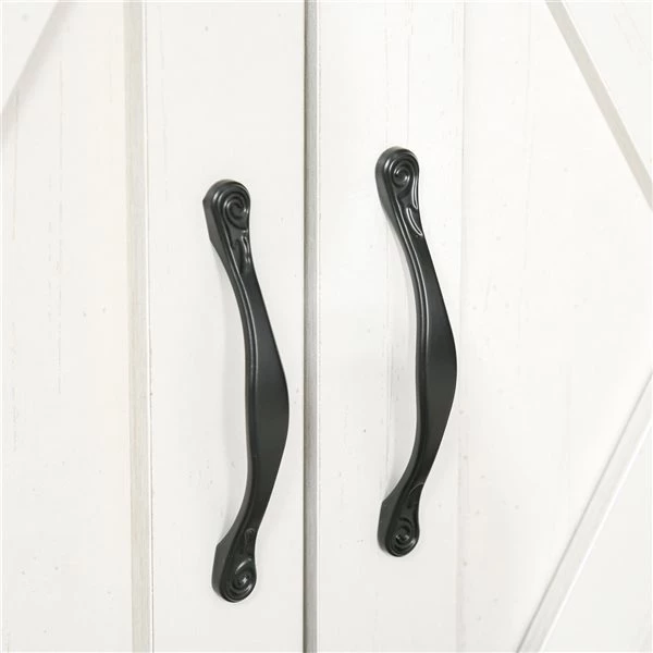 Buffet avec portes de grange Homcom campagnard en MDF, blanc vieilli 5 Buffet avec portes de grange Homcom campagnard en MDF, blanc vieilli – Image 5