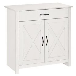 Buffet avec portes de grange Homcom campagnard en MDF, blanc vieilli