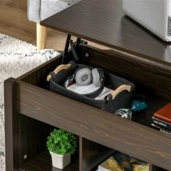 Table d'appoint Homcom en panneaux de particules avec plateau relevable et rangement dissimulé, espresso -HOMCOM Soldes 2022 330948360 AlternateImage3 l