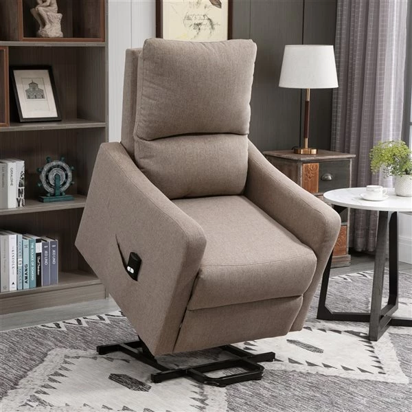 Fauteuil inclinable électrique Homcom en tissu avec repose-pieds, brun 2 Fauteuil inclinable électrique Homcom en tissu avec repose-pieds, brun – Image 2