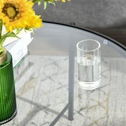 Table d'appoint ronde Homcom avec cadre en métal noir et plateau en verre trempé -HOMCOM Soldes 2022 330948362 AlternateImage4 l