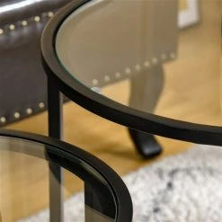 Tables d'appoint gigognes Homcom avec plateau en verre tempéré et structure de métal noir, ens. de 2 6 Tables d'appoint gigognes Homcom avec plateau en verre tempéré et structure de métal noir, ens. de 2 -HOMCOM Soldes 2022 330948366 AlternateImage3 l